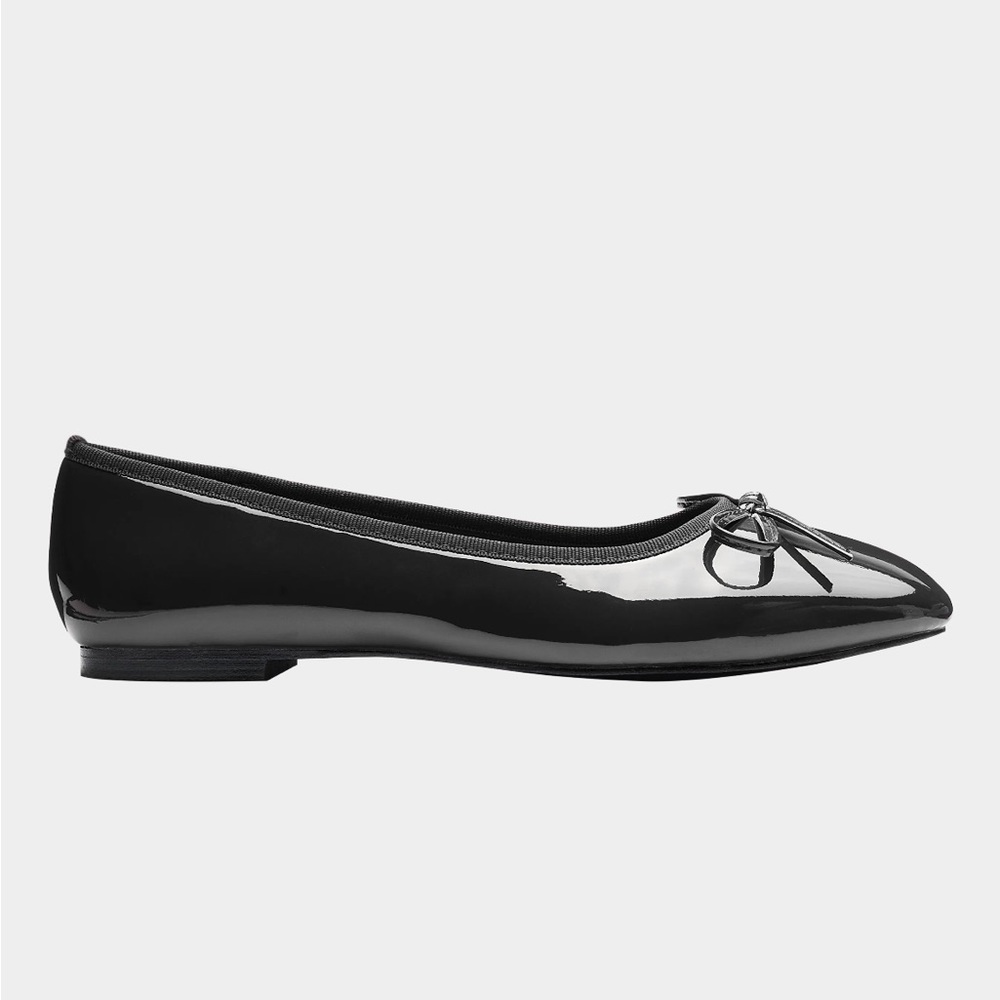 Cider Womens 39 Faux Patent Leather Bow Decor Square Toe Ballet Mary Jane Flats - Picture 5 of 15